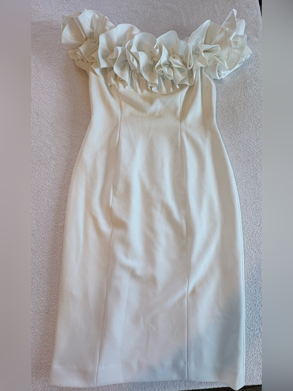 Calvin Klein White Off Shoulder Ruffle Sheath Dress Size 6 - Picture 5 of 15